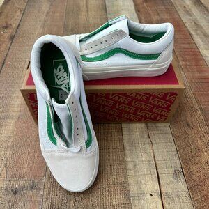 Vans Old Skool Vintage Sport White & Green Slip-On Sneakers Mens 7.5/Womens 9